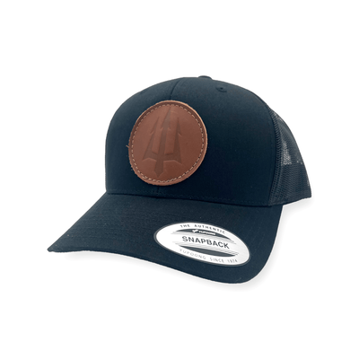 Black Leather Trident Patch Hat - Trident Coffee Roasters, LLC