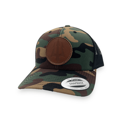 Camo Trident Leather Patch Hat - Trident Coffee Roasters, LLC