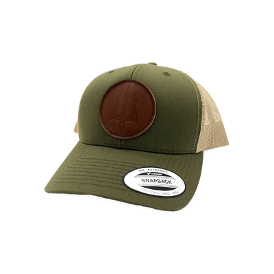Moss/Khaki Trident Leather Patch Hat - Trident Coffee Roasters, LLC